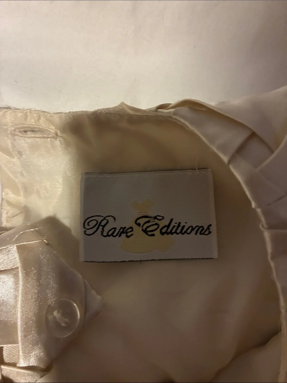 Rare Editions Ivory Satin Dress with Bow Accent